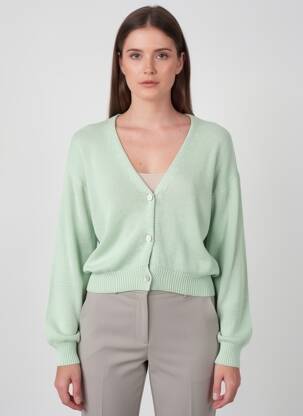 Gilet manches longues vert BELLITA femme