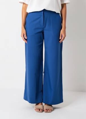 Pantalon droit fermeture zippée sous rabat avec crochet taille haute bleu VERO MODA femme