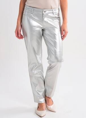 Pantalon droit taille normale taille normale argent ONLY femme