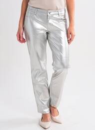 Pantalon droit taille normale taille normale argent ONLY femme