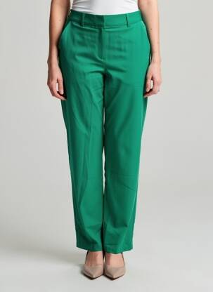 Pantalon droit fermeture zippée sous rabat avec crochet taille haute vert VERO MODA femme