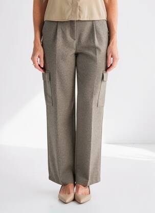 Pantalon droit fermeture zippée sous rabat avec crochet gris VERO MODA femme
