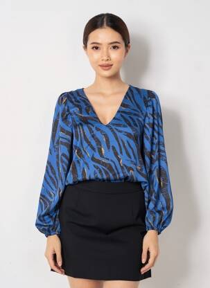Blouse col v bleu VILA femme