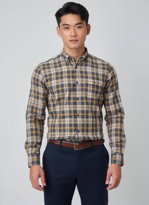 Chemise manches longues marron JACK & JONES homme