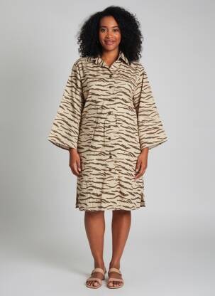 Robe mi-longue marron NOOR BY NORA GHARIB femme