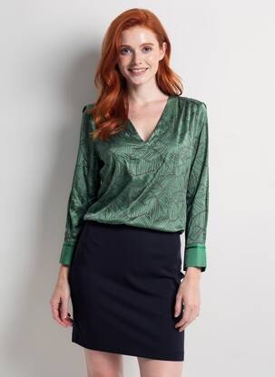 Chemisier coupe droite manches longues vert VILA femme