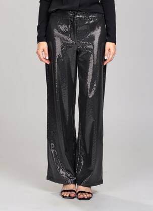 Pantalon droit fermeture zippée sous rabat avec crochet taille haute noir VERO MODA femme
