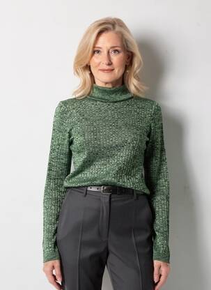 Pull col roulé manches longues manches longues vert JACQUELINE DE YONG femme