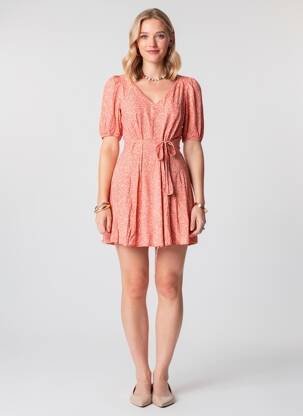 Robe courte col v rose VERO MODA femme