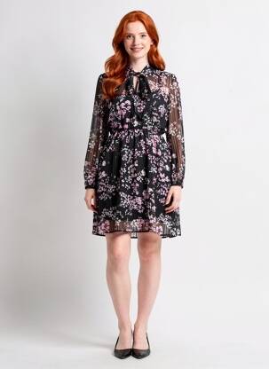 Robe mi-longue col v noir JACQUELINE DE YONG femme