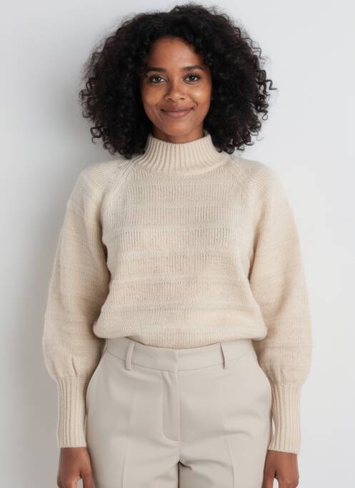Pull col roulé beige ONLY femme