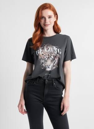 T-shirt col rond manches courtes noir ONLY femme