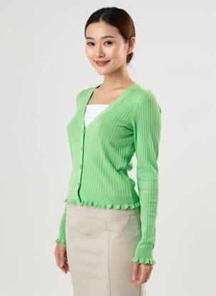 Gilet manches longues vert MANGO femme