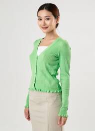 Gilet manches longues vert MANGO femme