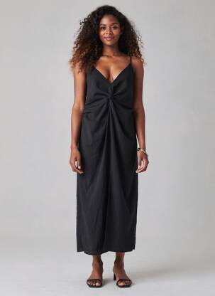 Robe mi-longue noir MANGO femme