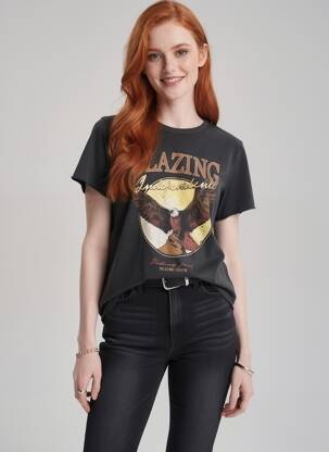 T-shirt coupe droite manches courtes noir ONLY femme