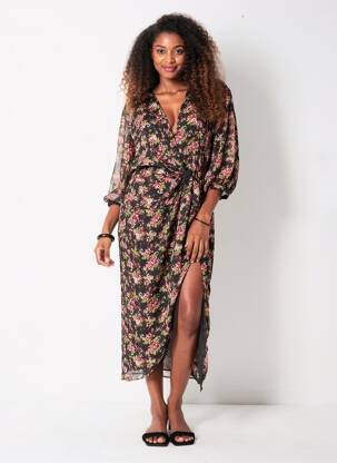 Robe longue noir MANGO femme