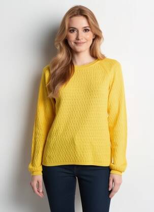 Pull col rond manches longues jaune ONLY femme