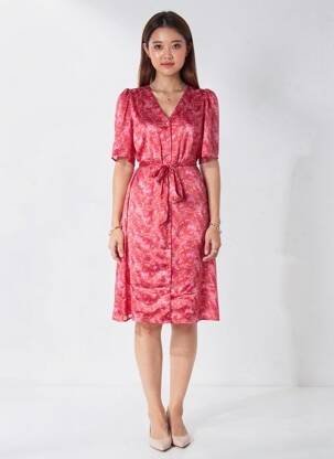 Robe courte col v rose VILA femme