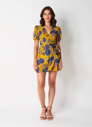 Robe courte jaune MORGAN femme