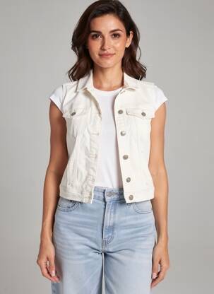 Veste en jean beige STREET ONE femme