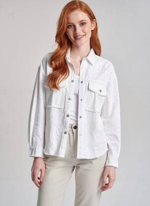 Veste en jean fermeture bouton blanc ONLY femme