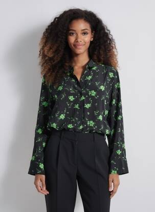 Chemisier manches longues manches longues noir JACQUELINE DE YONG femme