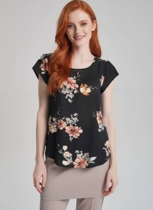 Chemisier coupe droite manches courtes noir ONLY femme
