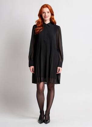 Robe mi-longue manches longues manches longues noir VILA femme