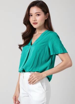Chemisier coupe droite vert VILA femme