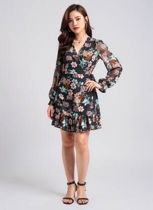 Robe courte manches longues manches longues noir ONLY femme