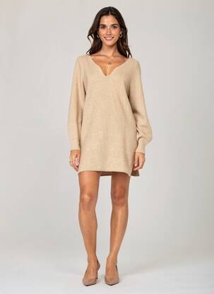 Robe pull beige MANGO femme
