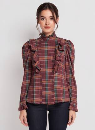 Chemisier marron MANGO femme