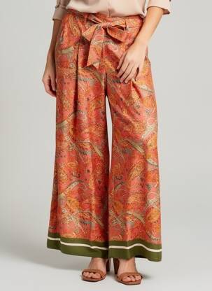 Pantalon large rouge MANGO femme