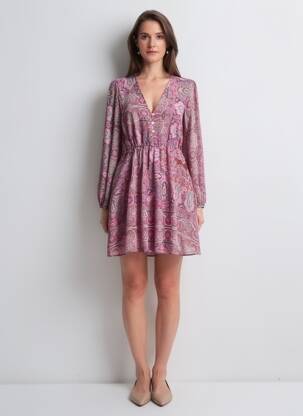Robe mi-longue violet MANGO femme