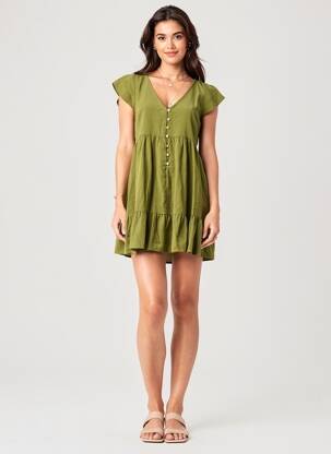 Robe courte col v vert ONLY femme