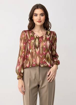 Chemisier manches longues manches longues marron ONLY femme