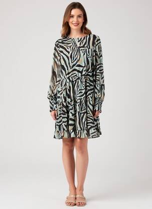 Robe mi-longue manches longues manches longues noir VILA femme