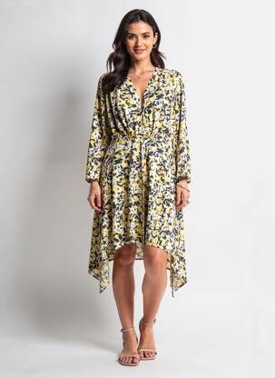 Robe mi-longue jaune MORGAN femme