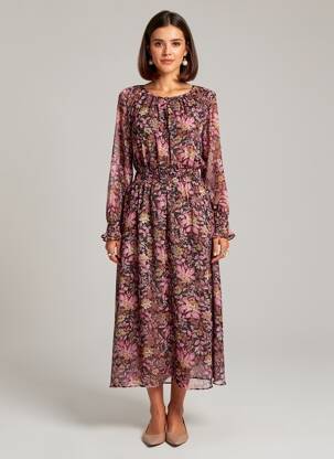 Robe longue rose MANGO femme