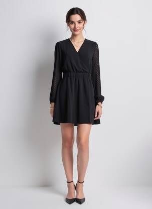 Robe longue manches longues manches longues noir ONLY femme