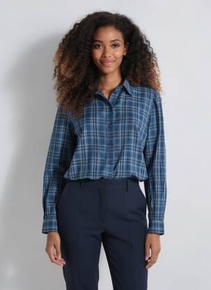 Chemisier coupe droite manches longues bleu ONLY femme