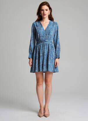 Robe mi-longue bleu MANGO femme