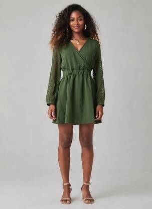 Robe mi-longue vert ONLY femme