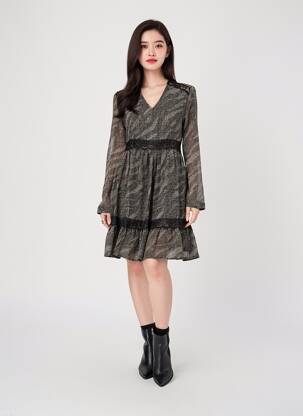 Robe mi-longue gris LE TEMPS DES CERISES femme
