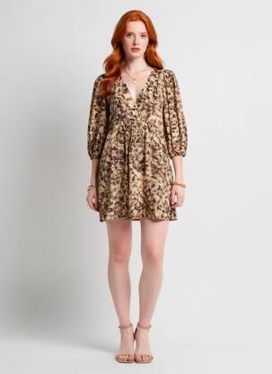 Robe courte marron MANGO femme