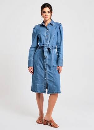 Robe mi-longue manches longues manches longues bleu VERO MODA femme