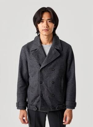 Manteau court finition intérieure doublure satiné sans capuche gris MAISON 123 homme