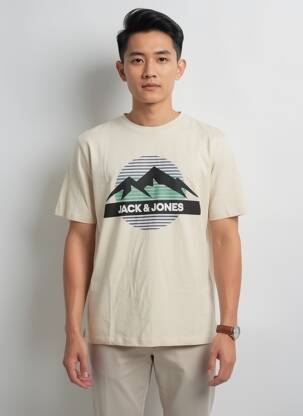 T-shirt coupe droite manches courtes beige JACK & JONES homme