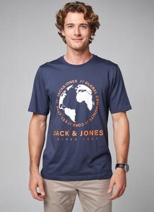 T-shirt coupe droite bleu JACK & JONES homme